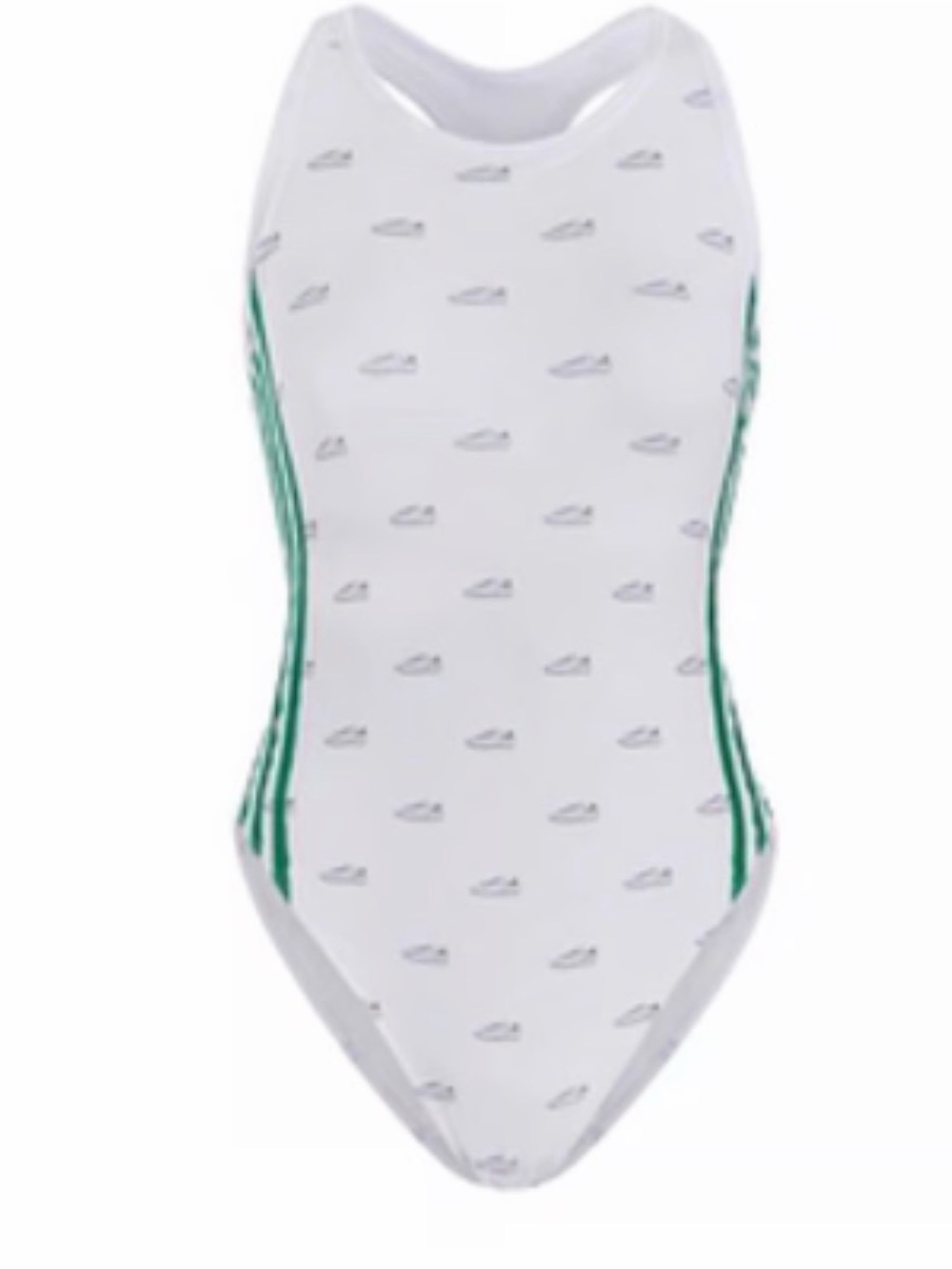 adidas White Bodysuit with Green Side Stripes - Sneaker print XL
